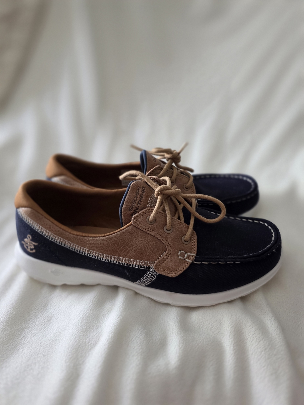 Skechers Two-Tone Boat Shoe Sneakers - Navy & Brown Women